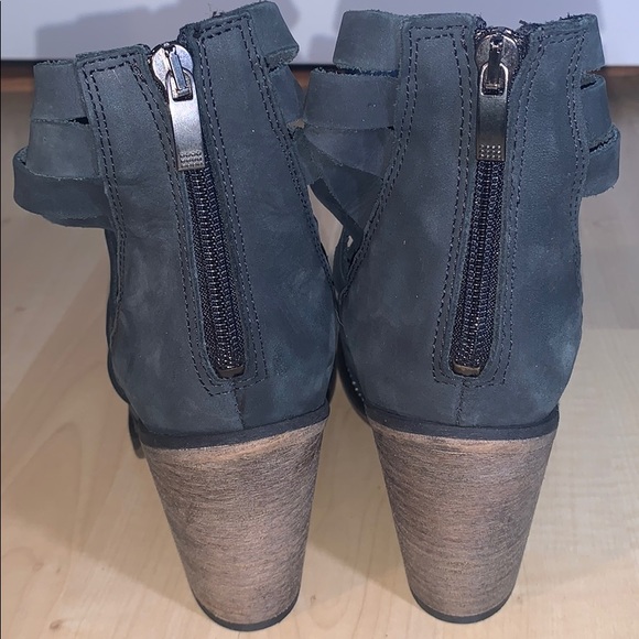 FREE PEOPLE HYBRID STRAPPY Grey Suede Bootie NWOT - Picture 10 of 16